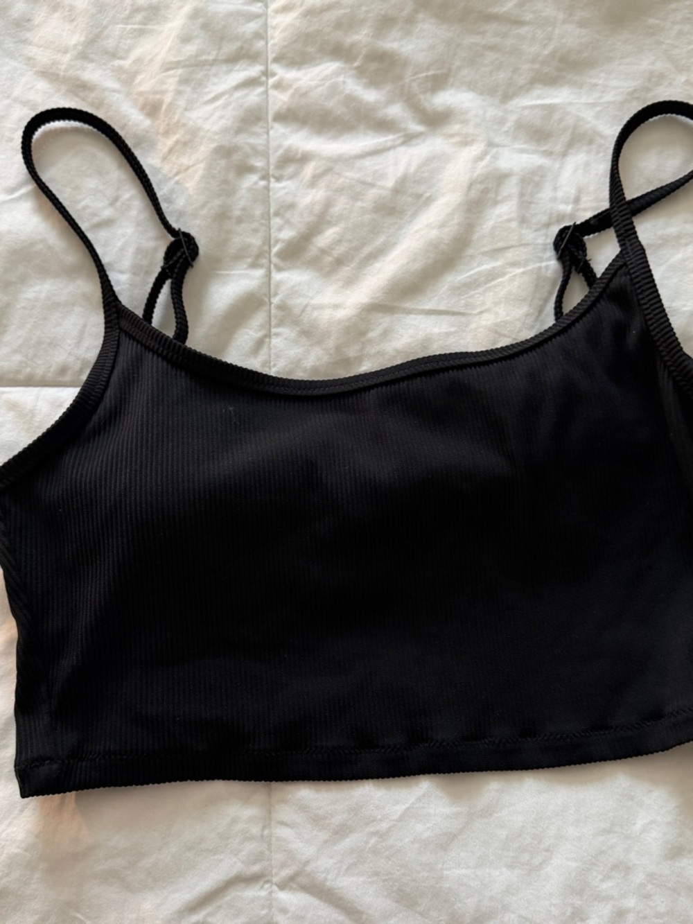 aerie Black Ribbed Scoop Bralette Tank